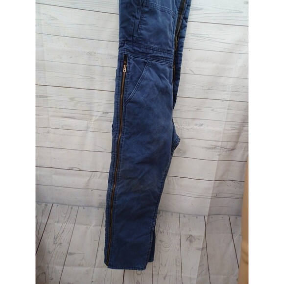 Vtg Bercowear Bib Coveralls Mens 36-38 Short USA Insulated Canvas Work Blue - Picture 6 of 11